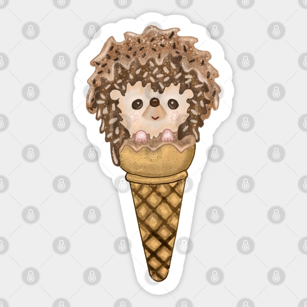 funny ice cream hedgehog Sticker by pixspatter